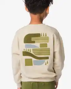 Kinderpullover aus Sweatstoff, Grafikmuster sandfarben