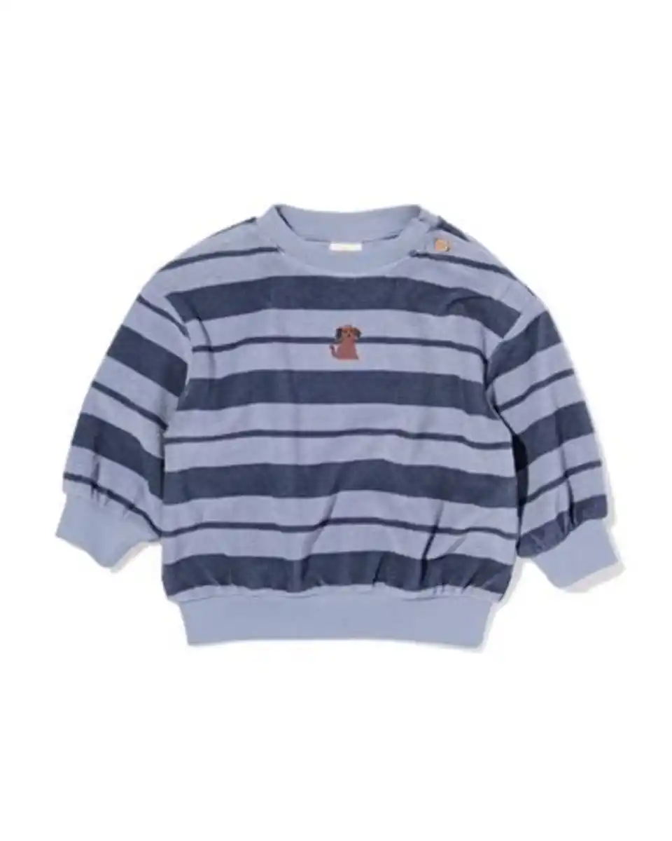 Bild 1 von Babypullover aus Frottee, gestreift blau