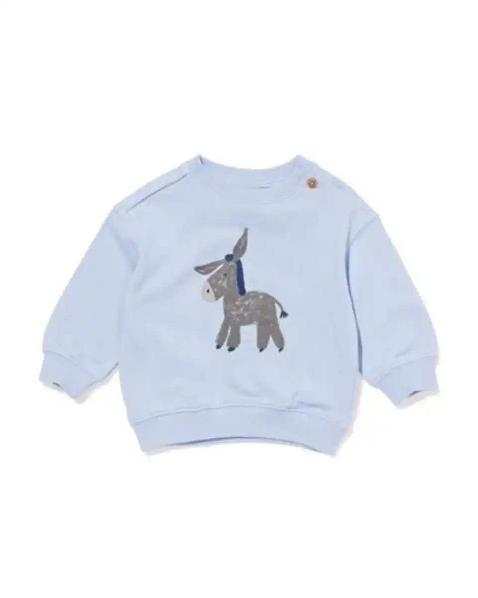 Bild 1 von Babypullover aus Sweatstoff, Esel hellblau