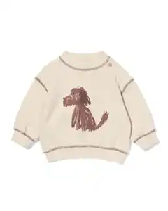 Babypullover aus Sweatstoff, Hund ecru