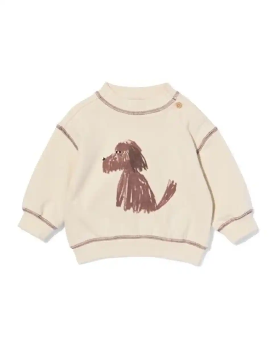 Bild 1 von Babypullover aus Sweatstoff, Hund ecru