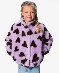 Kinderjacke aus Kunstfell mit Herzchen lila