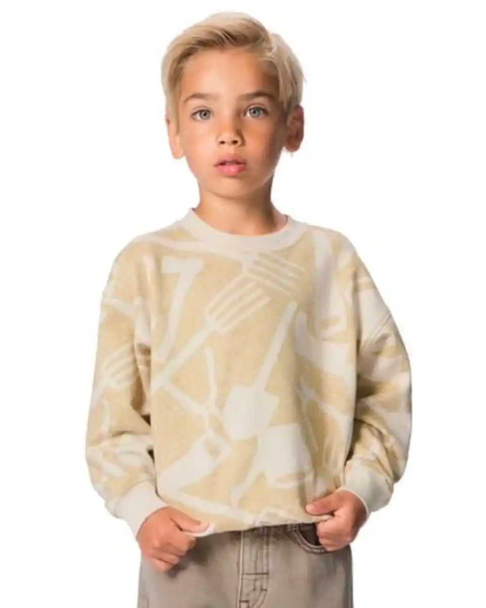 Bild 1 von Kinderpullover aus Sweatstoff, abstrakt ecru