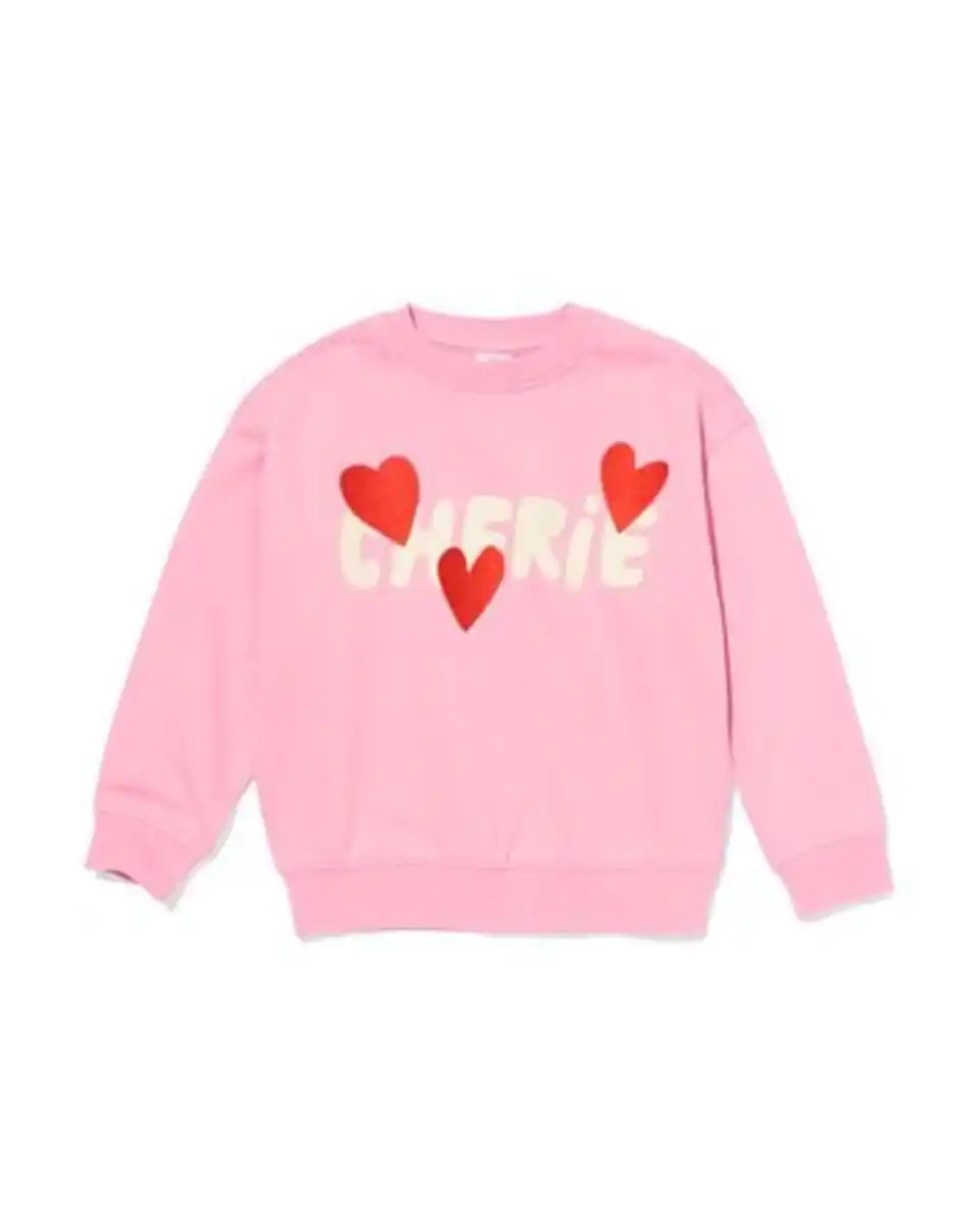 Bild 2 von Kinderpullover aus Sweatstoff, Herzen rosa