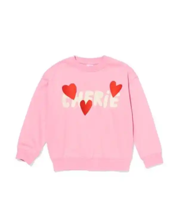 Bild 2 von Kinderpullover aus Sweatstoff, Herzen rosa