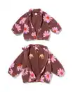 Bild 3 von Baby-Blouson aus Teddystoff, Blumenmuster braun