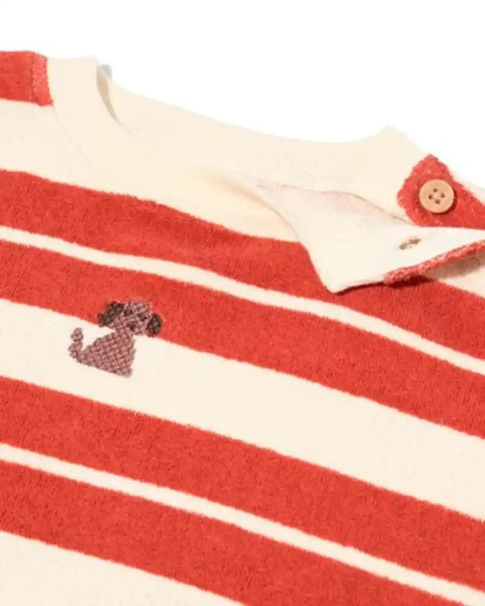 Bild 4 von Babypullover aus Frottee, gestreift rot