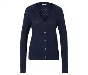 Strickjacke mit Ajour-Muster, dunkelblau