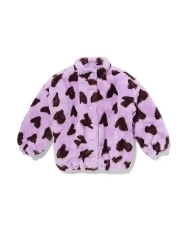 Bild 2 von Kinderjacke aus Kunstfell mit Herzchen lila