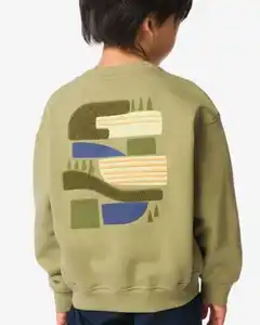 Kinderpullover aus Sweatstoff, Grafikmuster grün