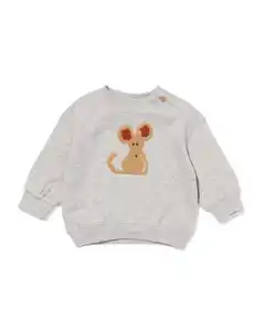 Babypullover aus Sweatstoff, Maus graumeliert