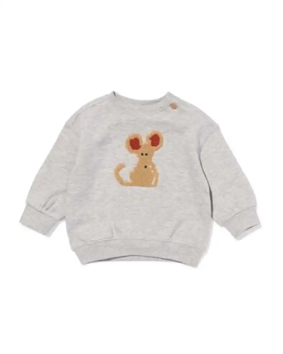 Bild 1 von Babypullover aus Sweatstoff, Maus graumeliert