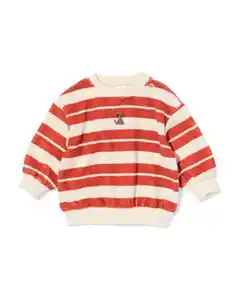 Babypullover aus Frottee, gestreift rot