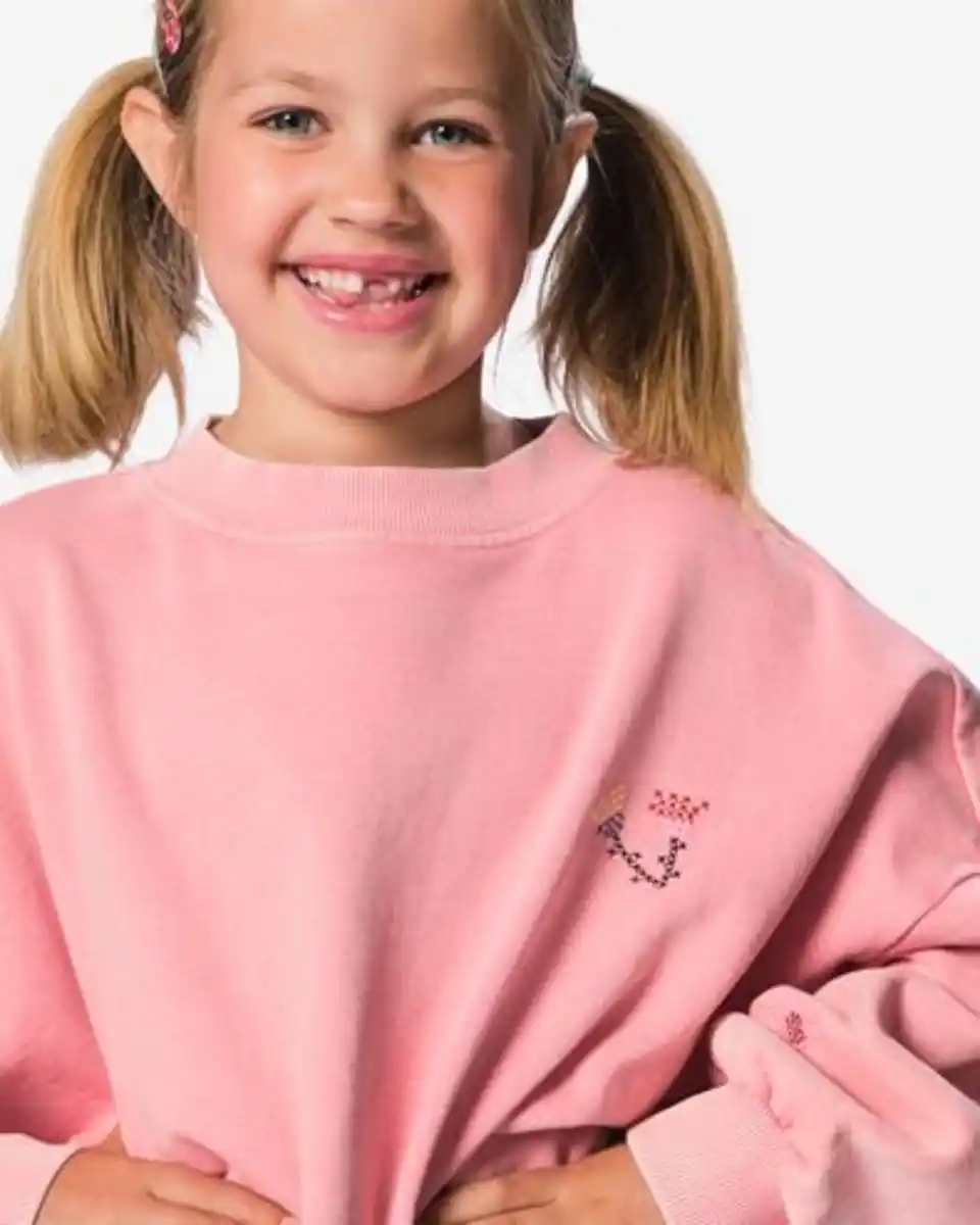 Bild 4 von Kinderpullover aus Sweatstoff mit Blumen rosa