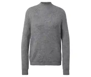 Grobstrickpullover mit Stehkragen, grau