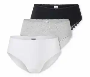 3 SCHIESSER Brazilian-Slips, schwarz, weiß, grau meliert