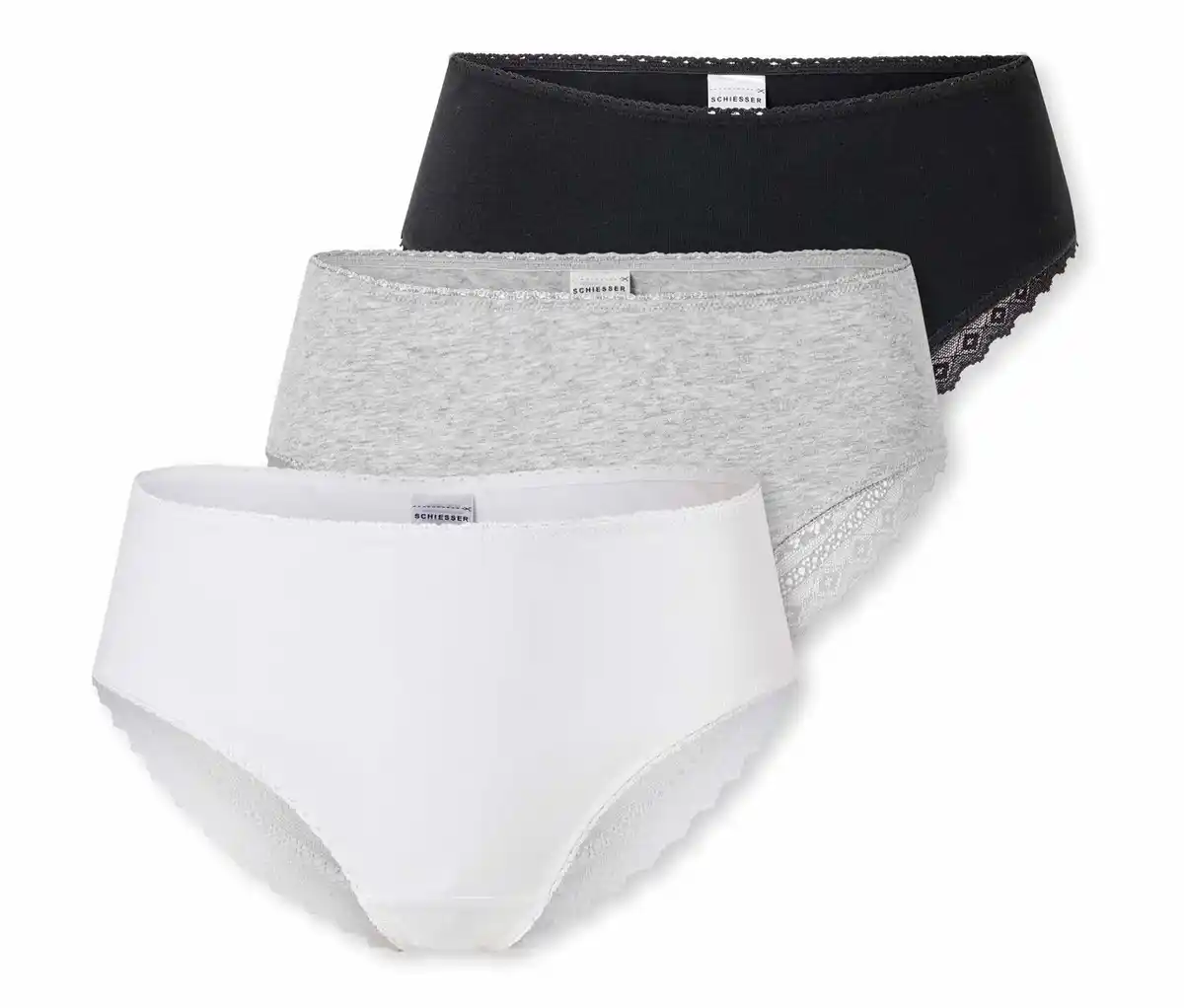Bild 1 von 3 SCHIESSER Brazilian-Slips, schwarz, weiß, grau meliert