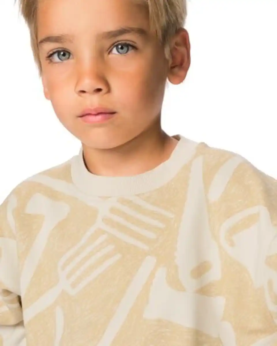 Bild 4 von Kinderpullover aus Sweatstoff, abstrakt ecru