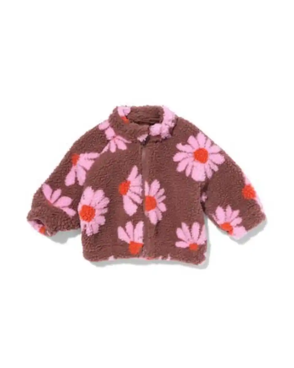 Bild 1 von Baby-Blouson aus Teddystoff, Blumenmuster braun