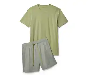 Shorty-Pyjama-Set, grün/grün-weiß gestreift