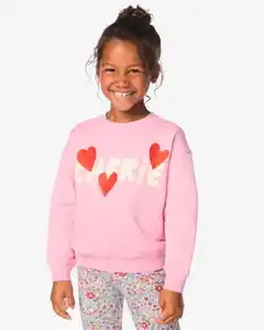 Kinderpullover aus Sweatstoff, Herzen rosa