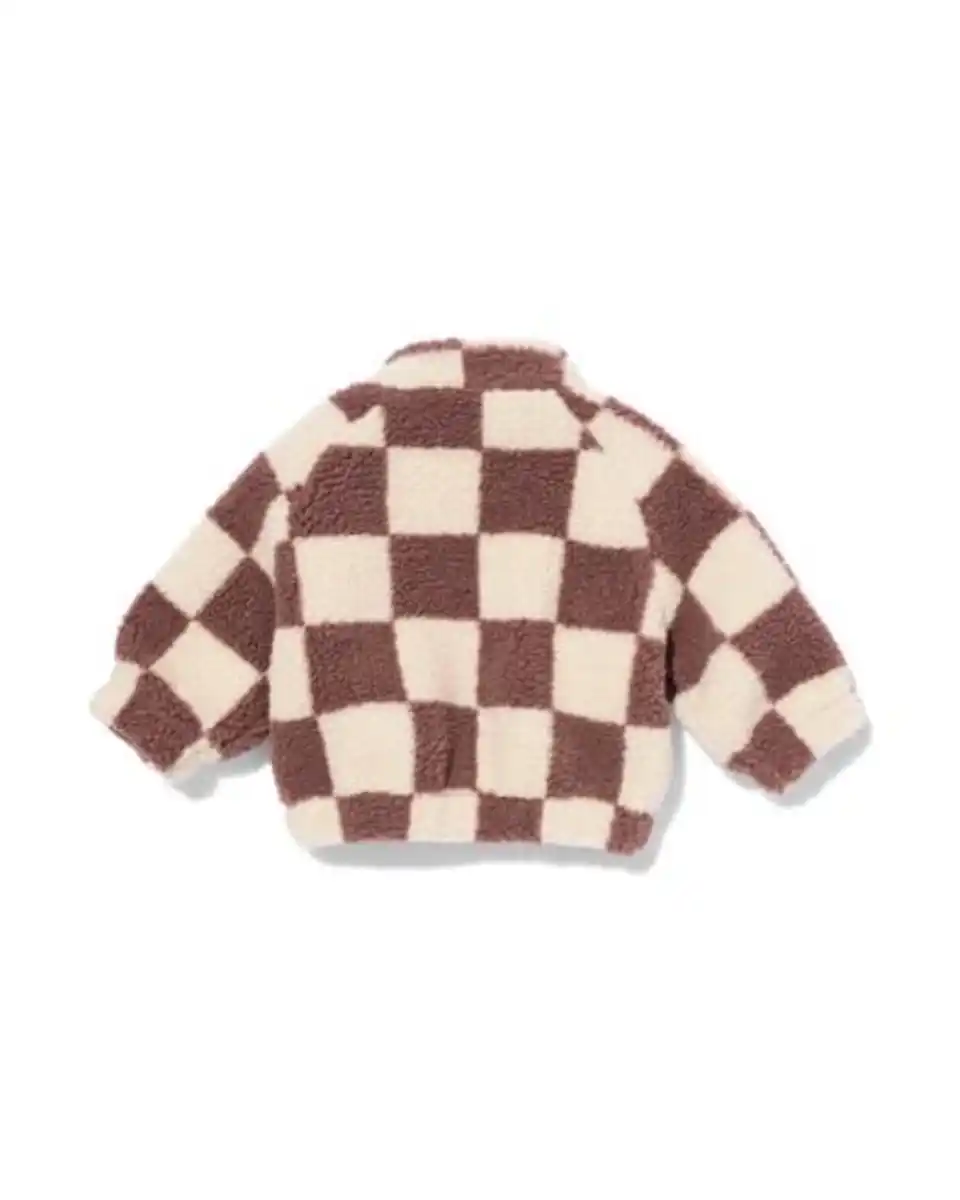 Bild 2 von Babyjacke, Blouson, Teddystoff, Karomuster braun