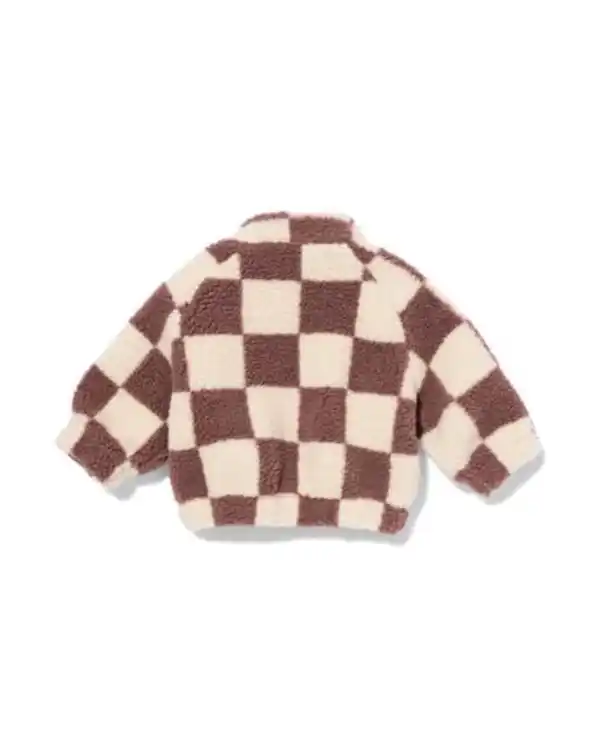 Bild 2 von Babyjacke, Blouson, Teddystoff, Karomuster braun
