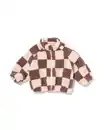 Bild 1 von Babyjacke, Blouson, Teddystoff, Karomuster braun