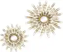 Bild 1 von OTTO home Wanddekoobjekt Sonne, goldfarben, im 2er Set: 35 und 46cm (2er-Set), Wanddekoration aus Metall mit kleinem Spiegel in der Mitte