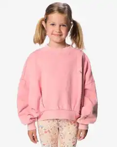 Kinderpullover aus Sweatstoff mit Blumen rosa