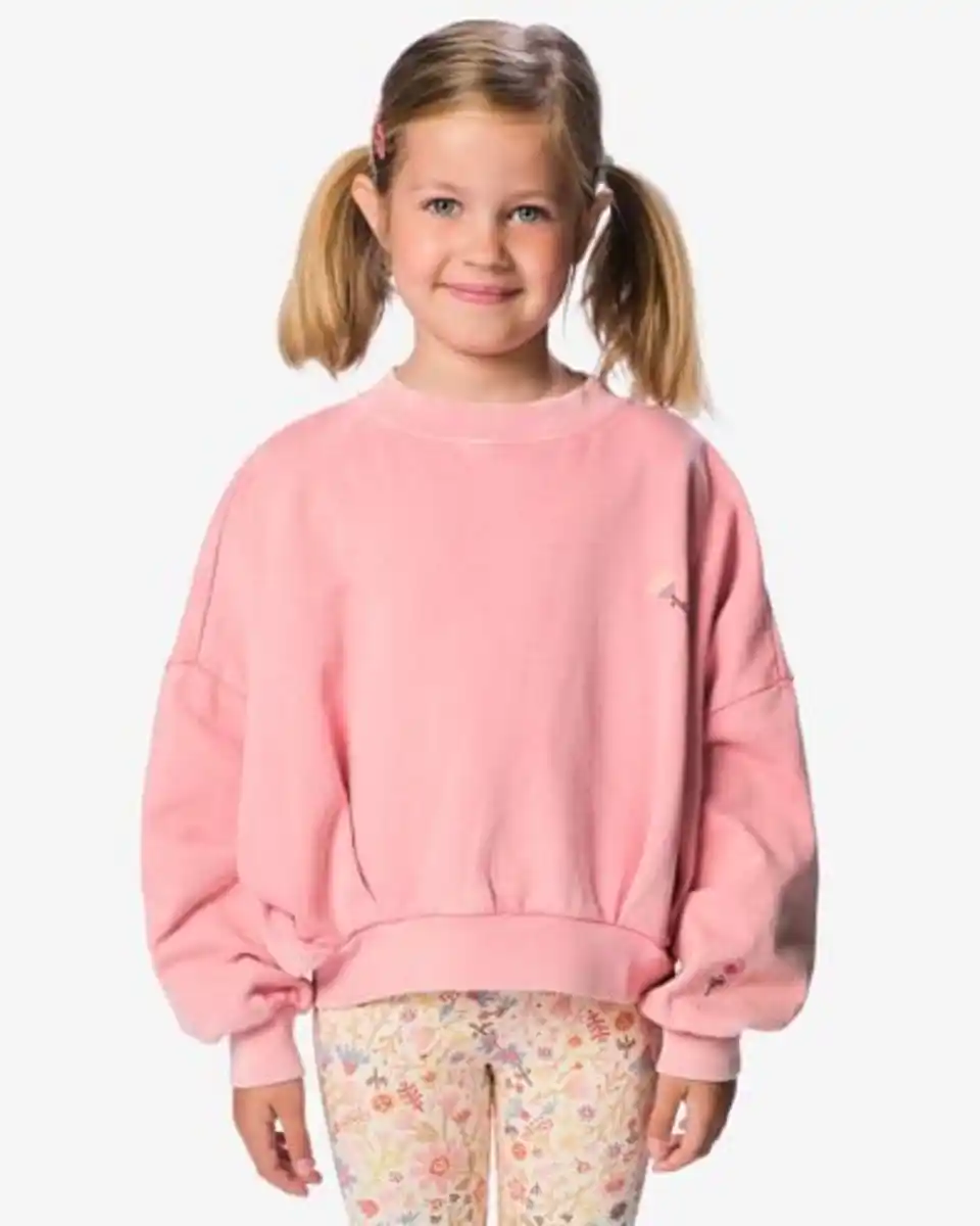 Bild 1 von Kinderpullover aus Sweatstoff mit Blumen rosa