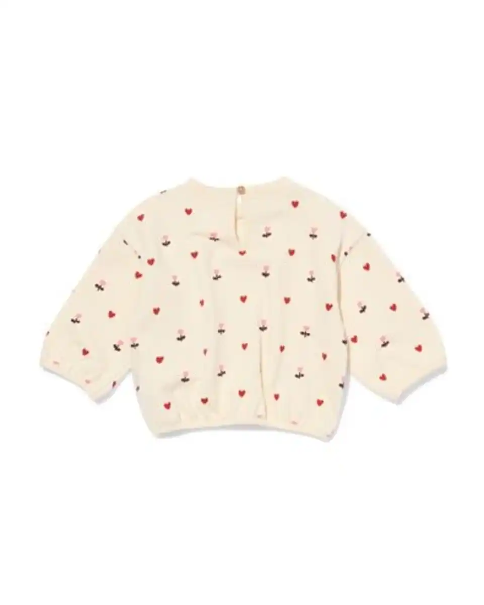 Bild 3 von Babypullover aus Sweatstoff mit Herzen und Blumen ecru