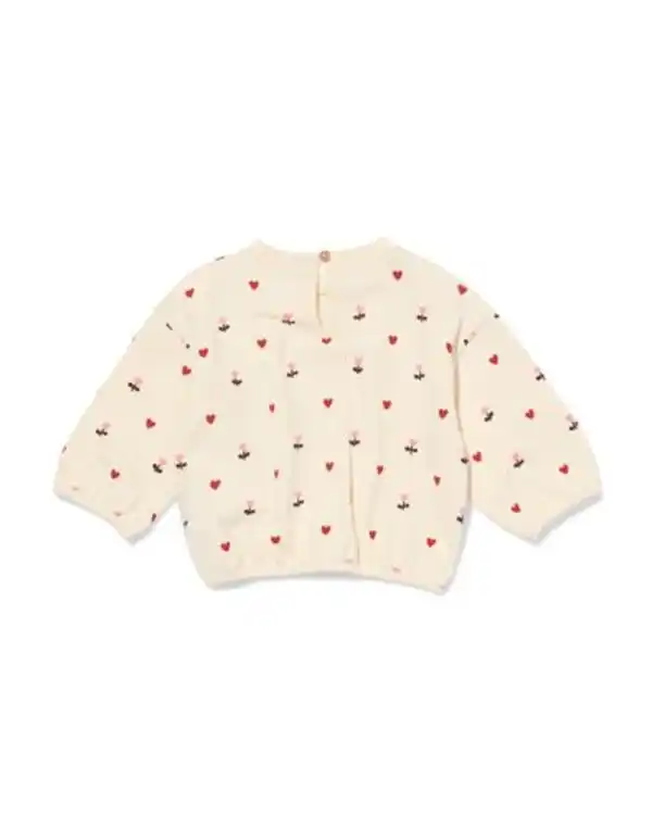 Bild 3 von Babypullover aus Sweatstoff mit Herzen und Blumen ecru