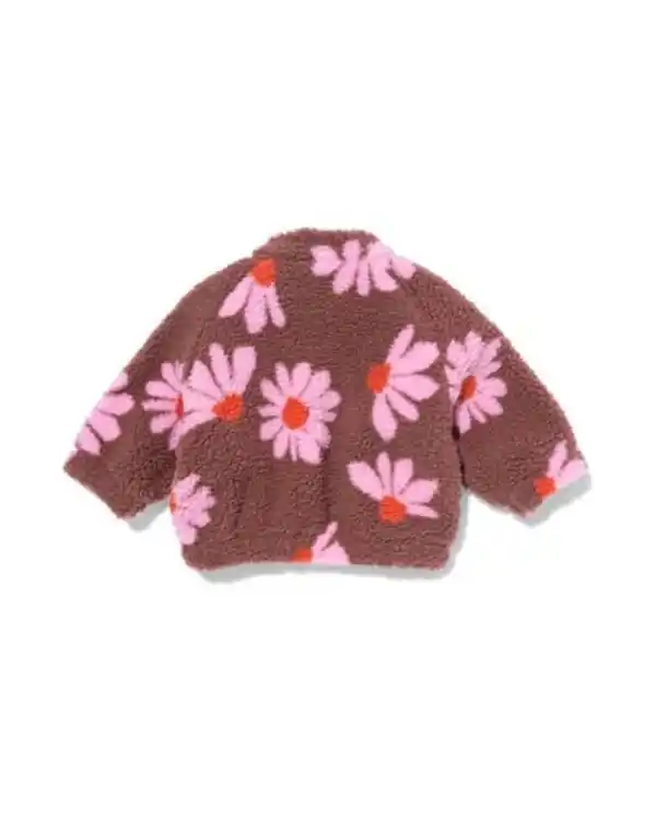 Bild 2 von Baby-Blouson aus Teddystoff, Blumenmuster braun