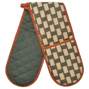 RINNIG Ofenhandschuh, durchgehend, gemustert hellbeige/graugrün braunrot