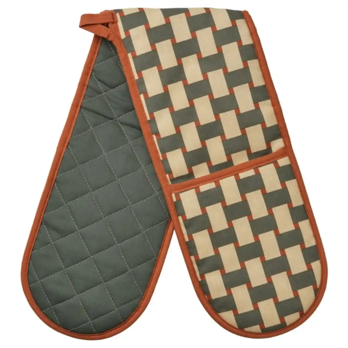 Bild 1 von RINNIG Ofenhandschuh, durchgehend, gemustert hellbeige/graugrün braunrot