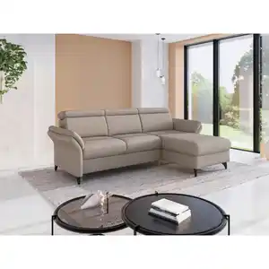 Sit & More Ecksofa Glendale E, Taupe, Metall, 4,5-Sitzer, Ottomane rechts, L-Form, 253x166 cm, Goldenes M, Oeko-Tex® Standard 100, Made in Europe, DGM-Klimapakt, Rücken echt, Armteil links, rechts,