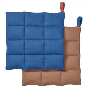 SOLUPPGÅNG Topflappen, blau/braun, 21x21 cm