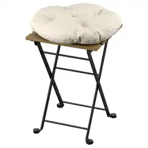 TÄRNÖ Hocker/außen, klappbar schwarz/hellbraun lasiert/Kuddarna helles Graubeige
