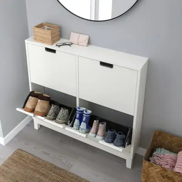 Bild 3 von STÄLL Schuhschrank 4 Fächer, weiß, 96x17x90 cm