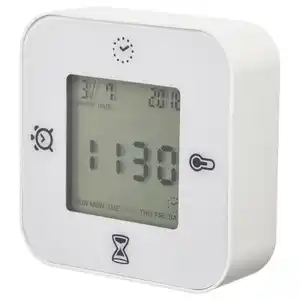 KLOCKIS Uhr/Thermometer/Wecker/Timer, weiß, 7x7 cm