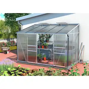 Anlehn-Gewächshausbausatz Ida 6500 HKP4mm, Alu, Metall, 324.3x220.8x201.4 cm, Gartenzubehör, Gewächshäuser