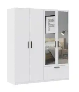 Drehtürenschrank Milos 4T1S2S Weiß, Weiß