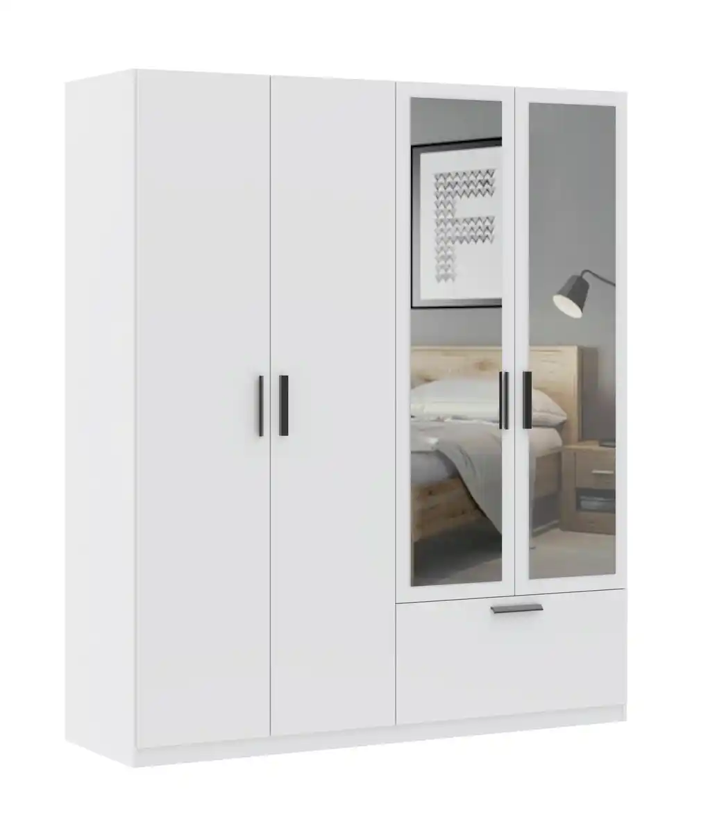 Bild 1 von Drehtürenschrank Milos 4T1S2S Weiß, Weiß