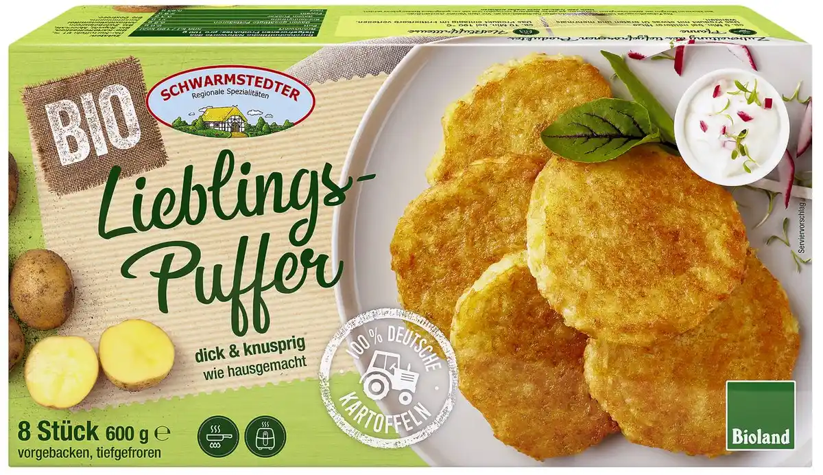 Bild 1 von SCHWARMSTEDTER Bioland Lieblings-Puffer, 8 St. = 600-g-Packg.