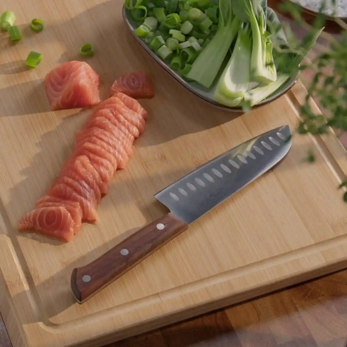 Bild 2 von VARDAGEN Santoku-Messer, Edelstahl/Nussbaum, 16 cm