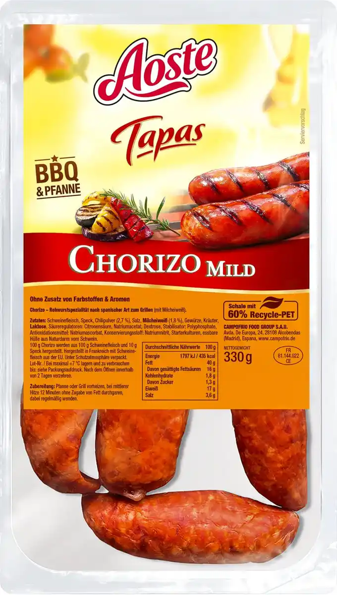 Bild 1 von AOSTE Tapas Chorizo, 6 St. = 330-g-Packg.