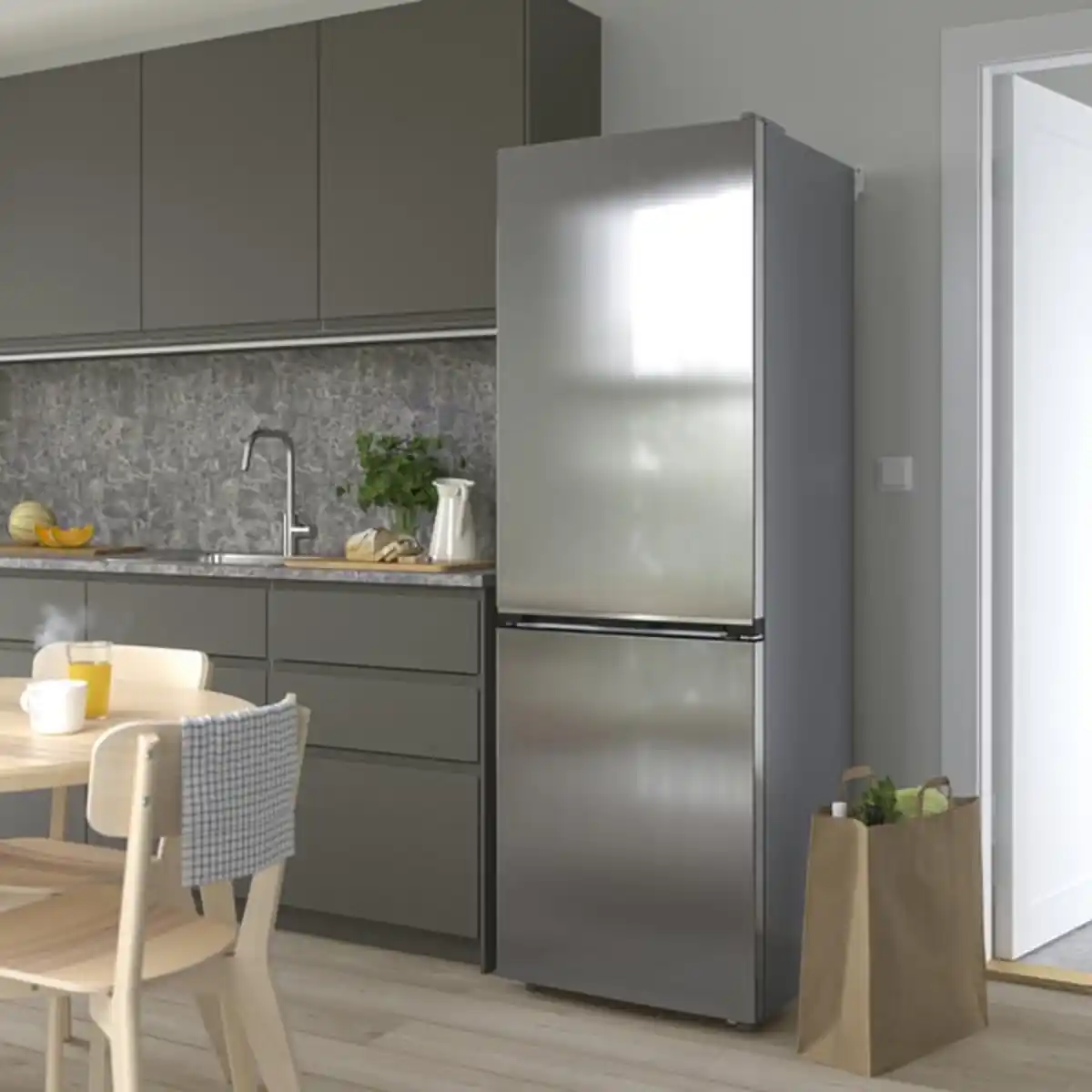 Bild 4 von ALINGSÅS Kühl-/Gefrierschrank, IKEA 500 frei stehend/Edelstahl, 210/106 l