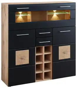 Highboard Sonate Schwarz/Eichefarben, Schwarz, Eichefarben