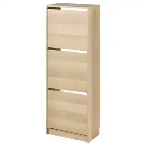 BISSA Schuhschrank 3 Fächer, Eichenachbildung, 49x28x135 cm